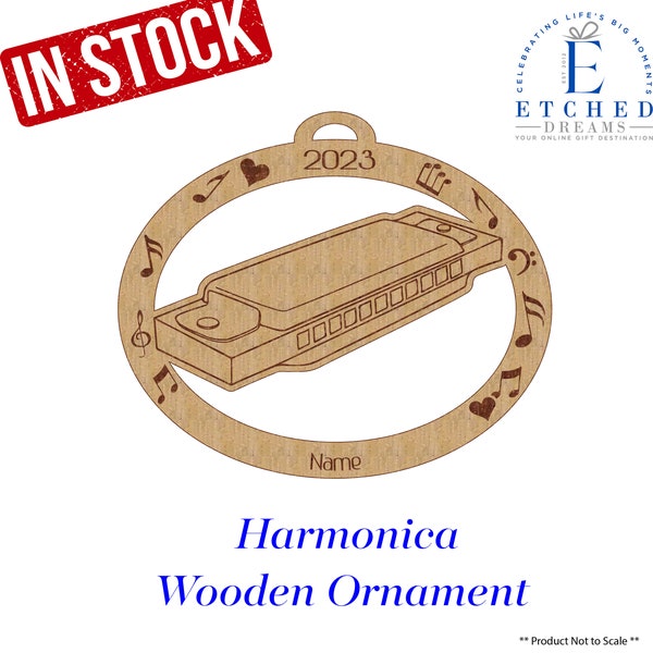 Harmonica, Harmonica Ornament, Personalized Harmonica Gift, Harmonica Christmas Gift
