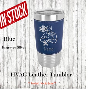 HVAC Personalized Leather Insulated Tumbler, Hvac Graduation Gift, HVac Birthday Gift, Hvac Leather Tumbler, HVAC Gift