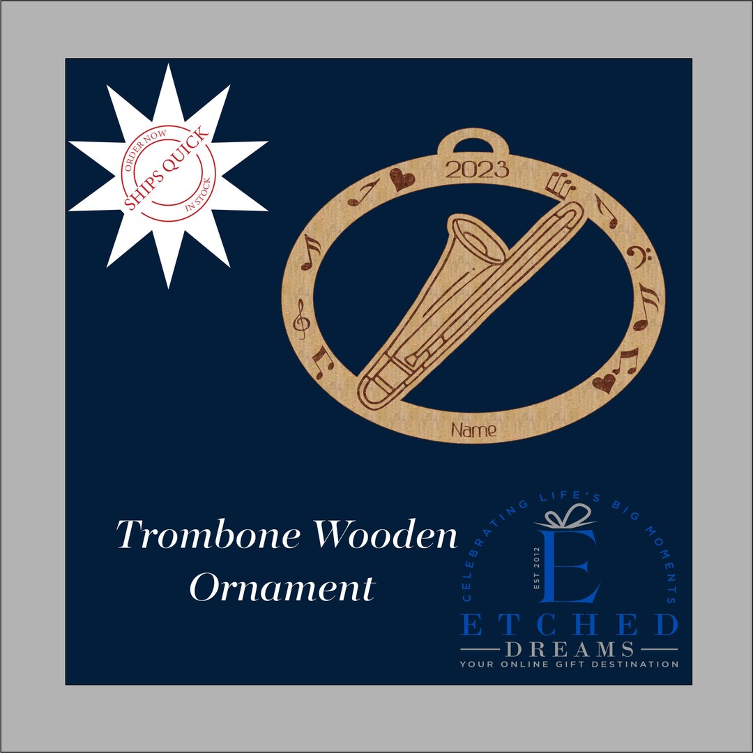 Trombone Trombone Ornament Personalized Trombone Gift Etsy