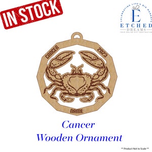 Cancer Ornament, wood ornament, zodiac ornament, gift for him, gift for her, Cancer Zodiac ornament, Wood ornament