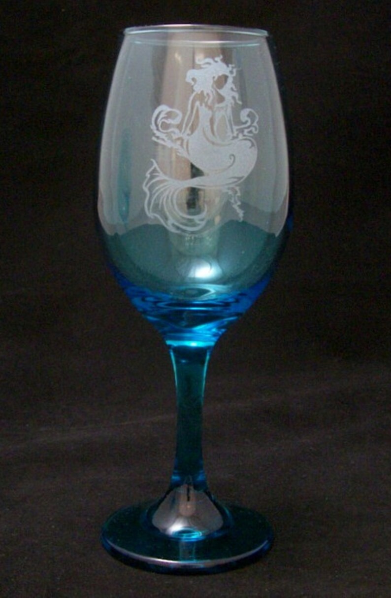 Mermaid Etched Color Wine Glasses valentines day gifts Etsy