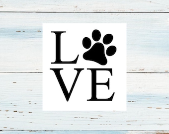 Love Dog Decal/Dog Car Decal/Decal for Dog Lovers/Paw Print Decal/Laptop Decal/Dog Sticker/Dog Paw Decal/Pet Decal/Paw Print Sticker