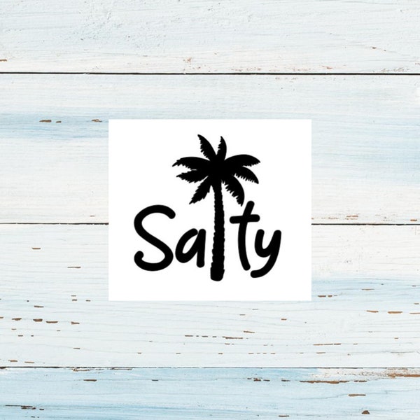 Salty Palm Tree Decal/Summer Decal/Beach Vibes/Car Decal/Vinyl Car Decal/Beach Decal/Summer Car Accessory/Salty Decal/Palm Tree Sticker