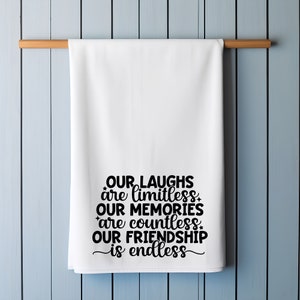 Friendship Flour Sack Towel: Kitchen Decor Gift