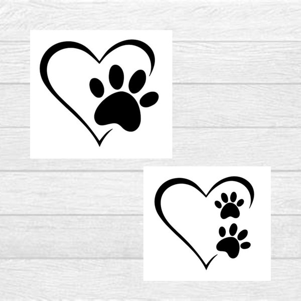 Paw Prints on my Heart Decal/Dog Car Decal/Decal for Dog Lovers/Paw Print Decal/Laptop Decal/Dog Sticker/Dog Paw Decal/Paw Print Heart Decal