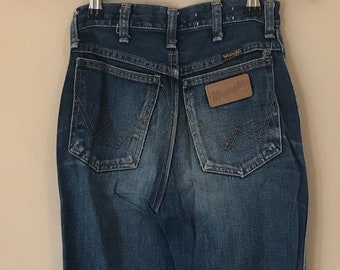 Vintage Wrangler Western Cowboy Denim Small Worn Retro Blue Jeans