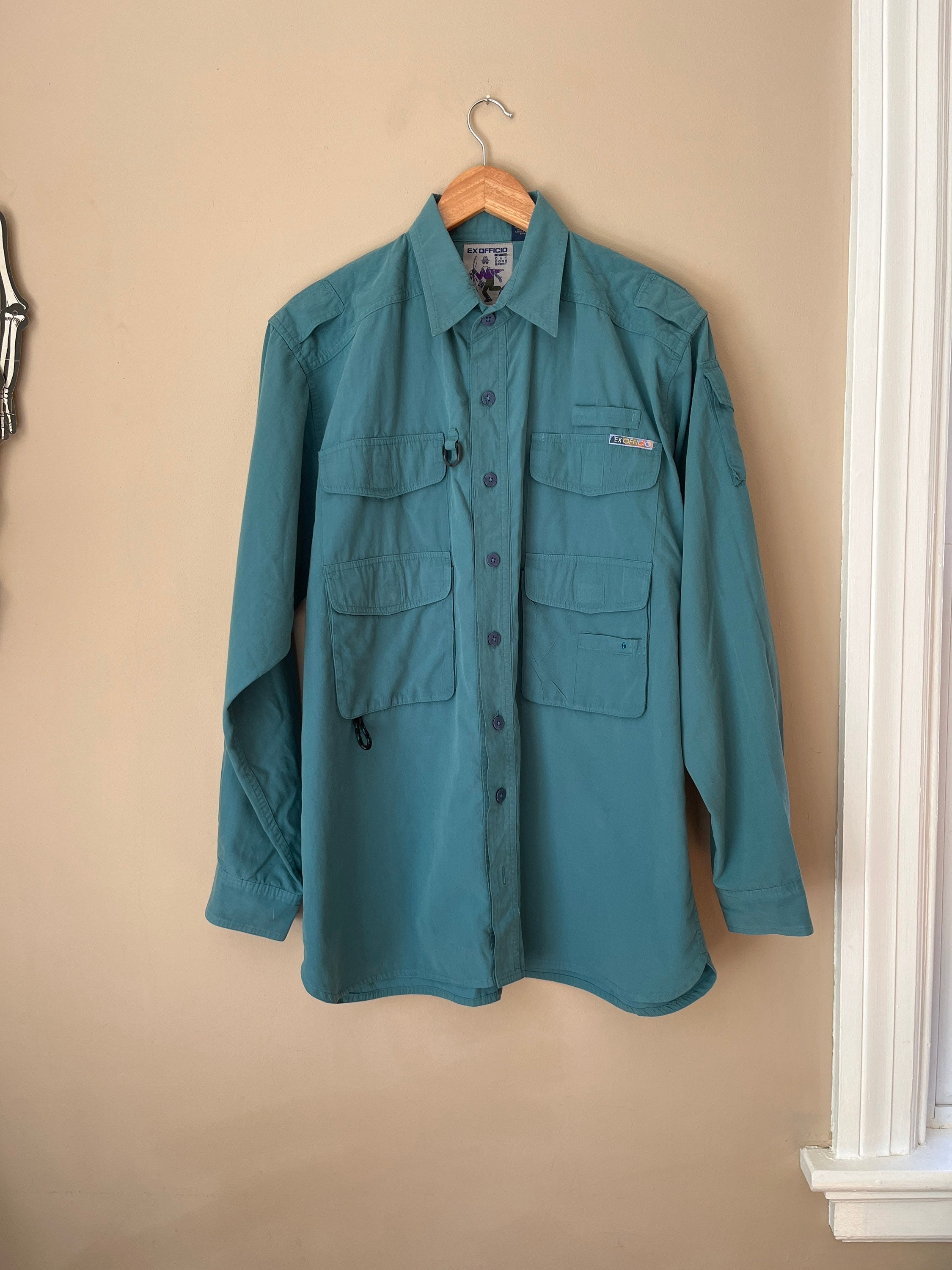 Men's Long Sleeve Hooded Fishing Jersey: Blue/Aqua - fishing shirt