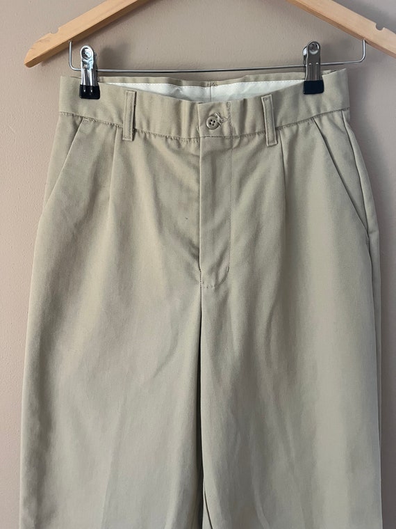 Vintage khaki pleated pants retro slacks - image 3