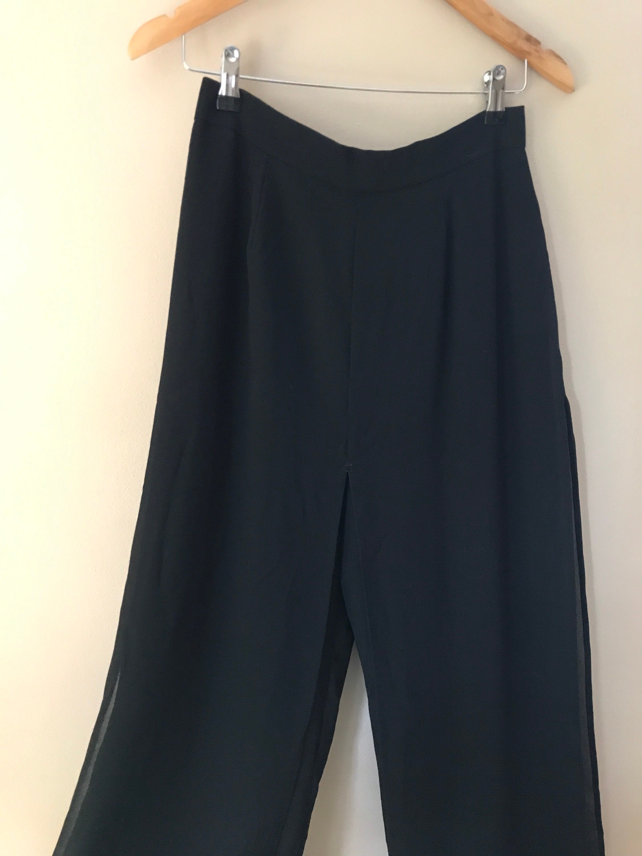 Vintage 1990s Retro Black Sheer Beach Pants Size Small Measurements in