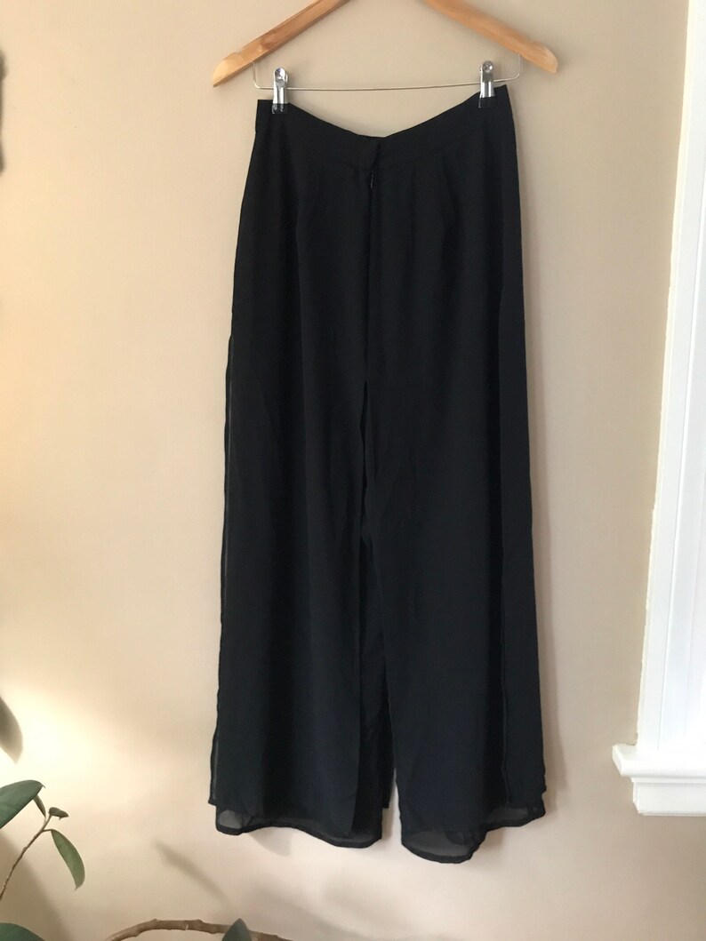 Vintage 1990s Retro Black Sheer Beach Pants Size Small Measurements in
