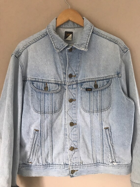 Lee Denim Jacket Large Distressed lightweight vin… - image 2