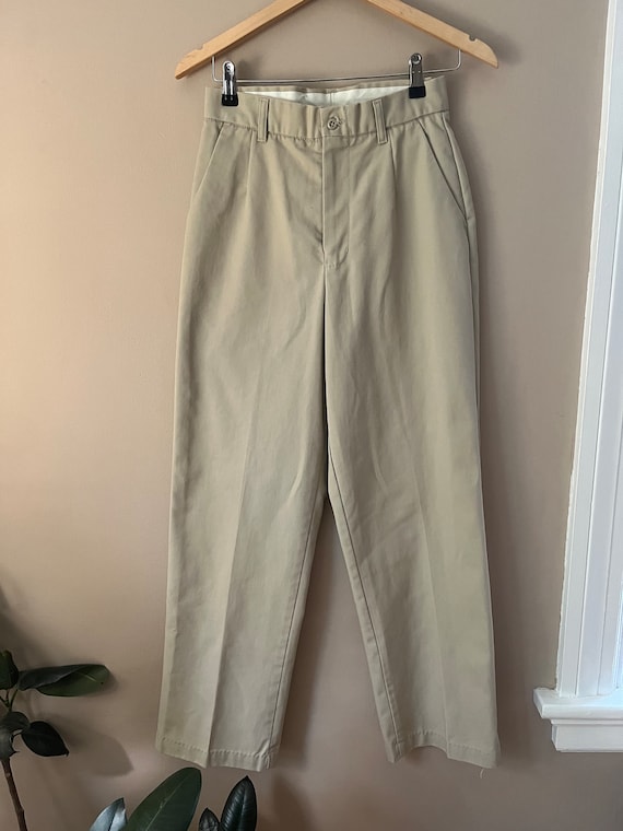 Vintage khaki pleated pants retro slacks - image 2