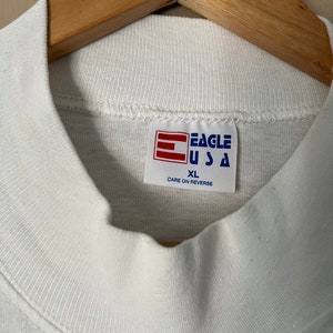 Eagle USA XL Mock Neck White T Shirt Mens Plain Long Sleeve Tee Vintage Retro Cotton Made in USA