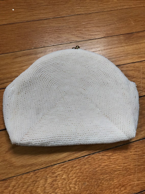 50s 60s White Beaded  Formal Clutch Bridal Purse