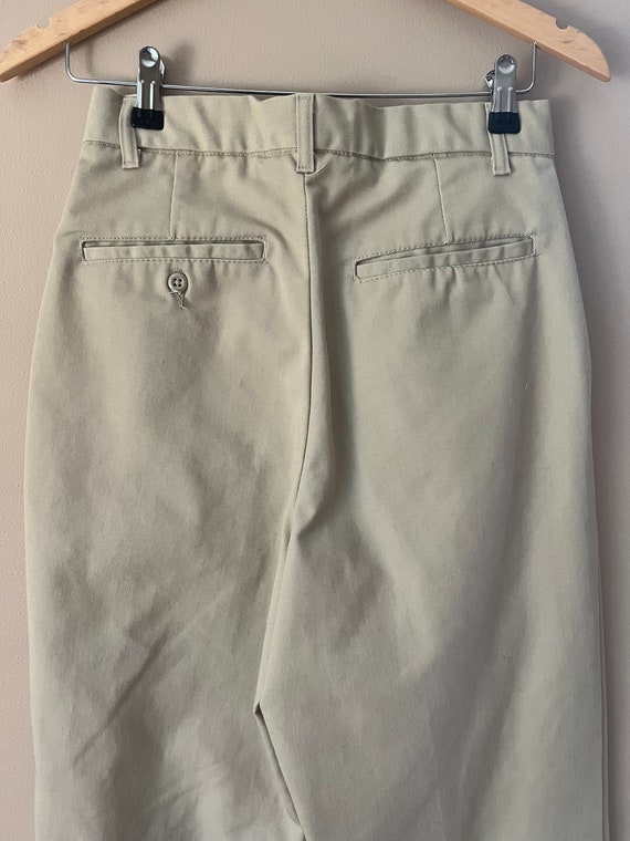 Vintage khaki pleated pants retro slacks - image 1