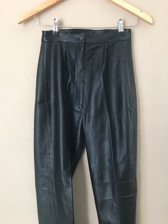 Soft Black Leather Hot Pants Tight Retro Vintage S