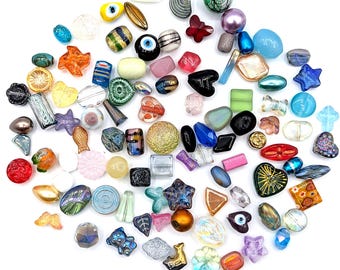 100 Glass Beads 10mm-20mm Assorted Mixed Lot Loose Soup
