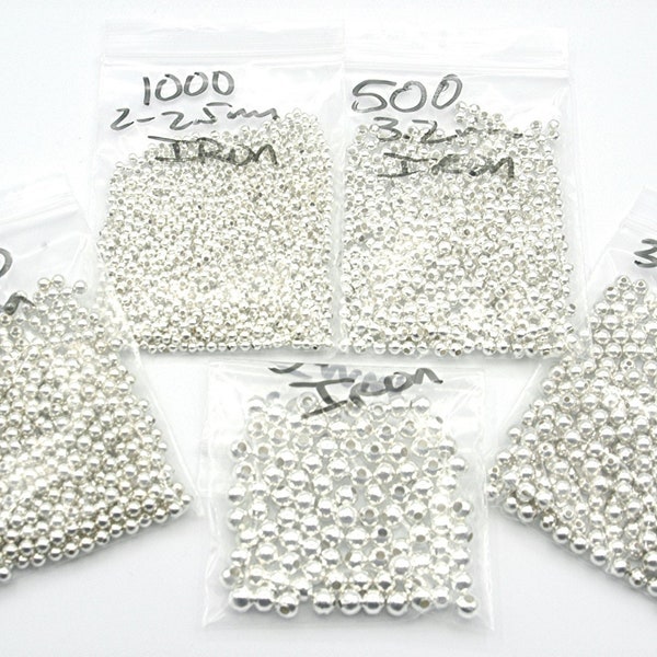 Choose Round Silver Spacer Beads Qty 100 - 1000 Brass / Iron 2mm, 3mm, 4mm, 5mm