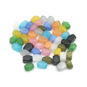 50 pc (1.75 strands)  Faceted Rectangle Cats Eye Glass Beads 13mm - 14mm Assorted Mix Cat Eye