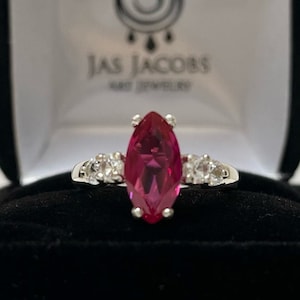 GORGEOUS 2.5ctw Marquise Cut Ruby Ring White Sapphire Accents Size 5 6 7 8 9 10 trending jewelry Gift  Gift Bridal Valentine July