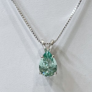 BEAUTIFUL 2ct Sea Foam Green Spinel Necklace Sterling Silver Gift Jewelry Trends Trending Pear Cut Ice Green Moissanite