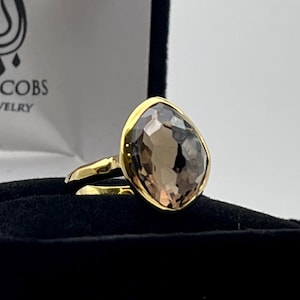 Beautiful 5ct Genuine Smoky Quartz Ring 18k Gold Vermeil 925 Jewelry Gift    abstract Ring Gold Smoky Quartz Ring