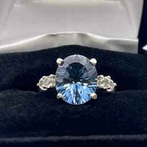 Beautiful 5ct Oval Cut Iolite Quartz Ring White Sapphire accents Sterling Silver Sz 5 6 7 8 9 10 Gemstone Jewelry Trending Gift Iolite Ring