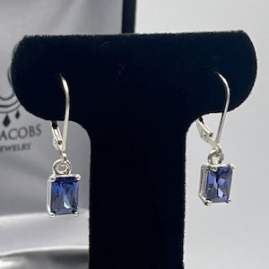 Boucles d'oreilles en argent sterling tanzanite taille émeraude : Joaillerie
