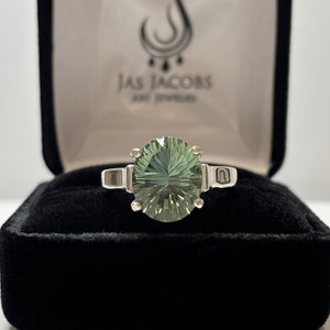 BEAUTIFUL 4.5ct Oval Cut Green Quartz  Ring Sterling Silver Solitaire Green Amethyst Prasiolite Ring Tourmaline Jewelry Gift