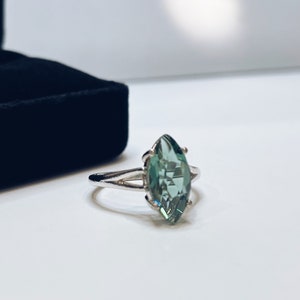 BEAUTIFUL Marquise Cut Green Quartz Ring Sterling Silver Green Amethyst Ring Prasiolite Jewelry Gift