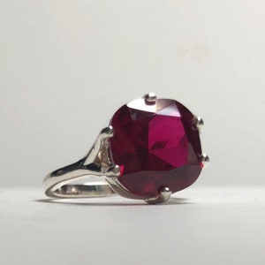 Beautiful 5ct Cushion Cut Ruby Ring 10k or 14k Gold Yellow White Rose Trending Jewelry Gift July Birthstone
