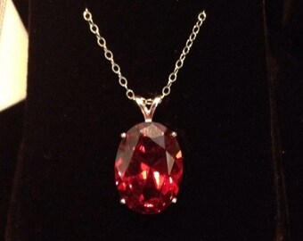 BEAUTIFUL 12ct Orange Fire Quartz Oval Pendant Sterling Silver Necklace 18" Gemstone Jewelry Trending Stones