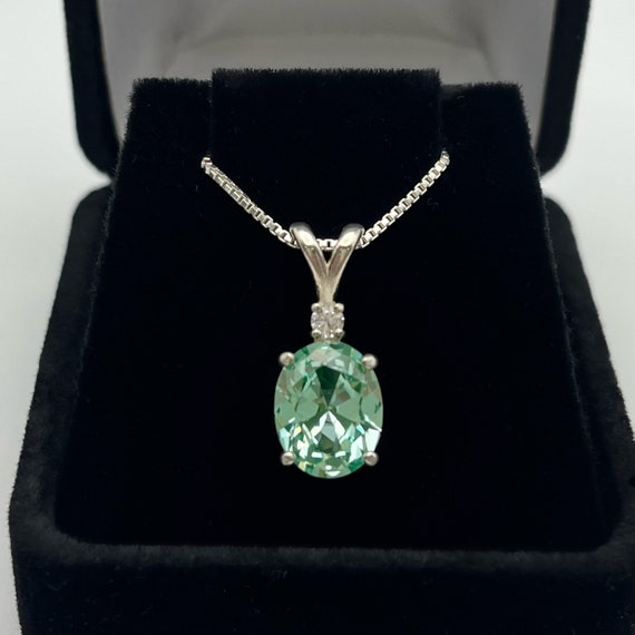 BEAUTIFUL 3ct Sea Foam Green Spinel White Sapphire Ring Sterling Silver Gift Jewelry Trends Trending Oval Cut Ice Green Moissanite Etsy UK