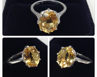 Beautiful 3ct Oval Cut Golden Citrine Sterling Silver Ring Size 5 6 7 8 9 November Birthstone Ring Gift Jewelry Trends Wife Sister