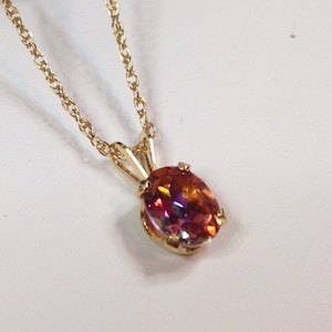 Gorgeous 1ct Sunset Topaz 14k Yellow Gold Filled  Pendant Necklace Gems Trending Jewelry Holiday Gift Mom Wife Anastasia