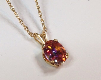 Gorgeous 1ct Sunset Topaz 14k Yellow Gold Filled  Pendant Necklace Gems Trending Jewelry Holiday Gift Mom Wife Anastasia