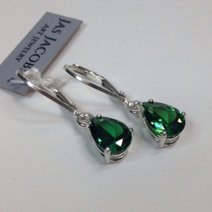 Beautiful 4ctw Pear Cut Emerald Leverback Earrings Sterling Silver Dangle Trending Jewelry Gift Holiday Emerald teardrop dangle May