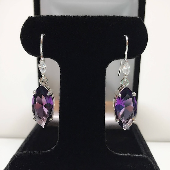 Amethyst Earrings Sterling Silver Dangle Earrings Gift for Women Wedding Jewelry for Brides Purple Gemstone Jewelry Bridal Earrings