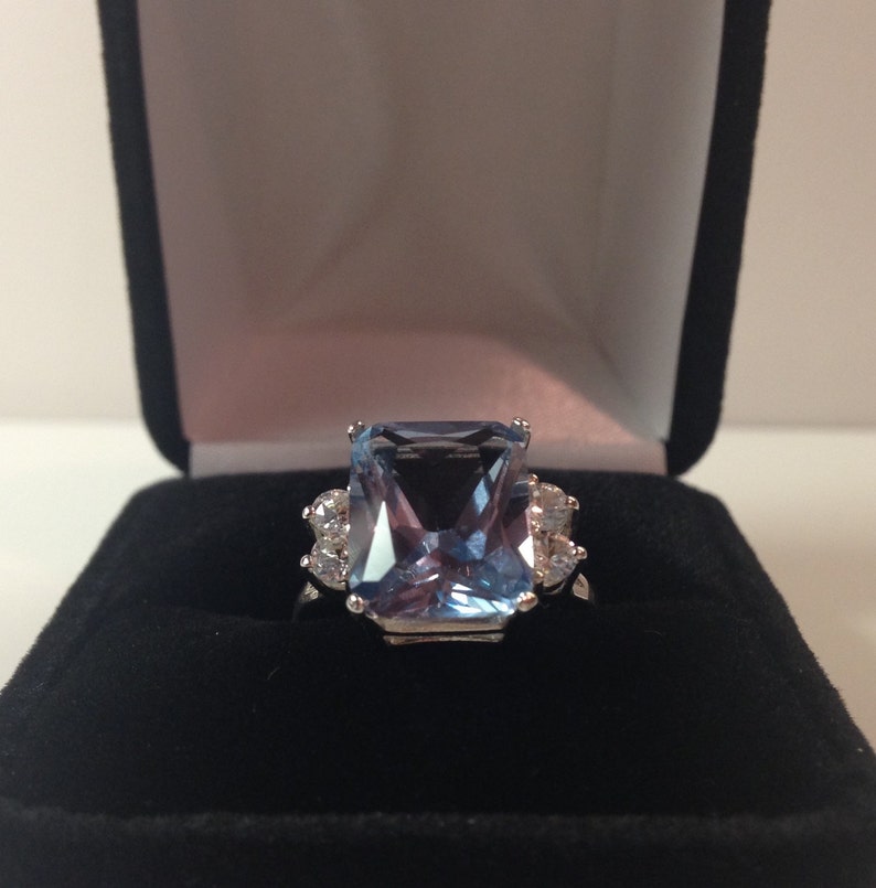 BEAUTIFUL 7ctw Blue Spinel & White Sapphire Sterling Silver Ring Sz 6 7 8 9 10 Jewelry Trends London Blue Topaz Ring image 3