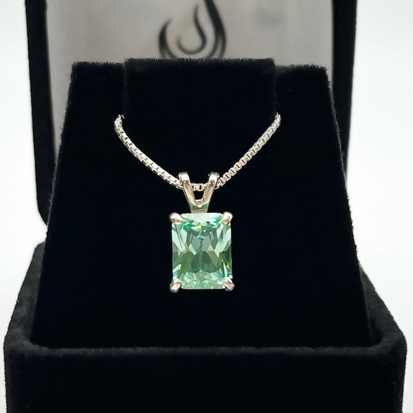 BEAUTIFUL Sea Foam Green Spinel Necklace Sterling Silver Gift Jewelry Trends Trending Pear Cut Ice Green Moissanite