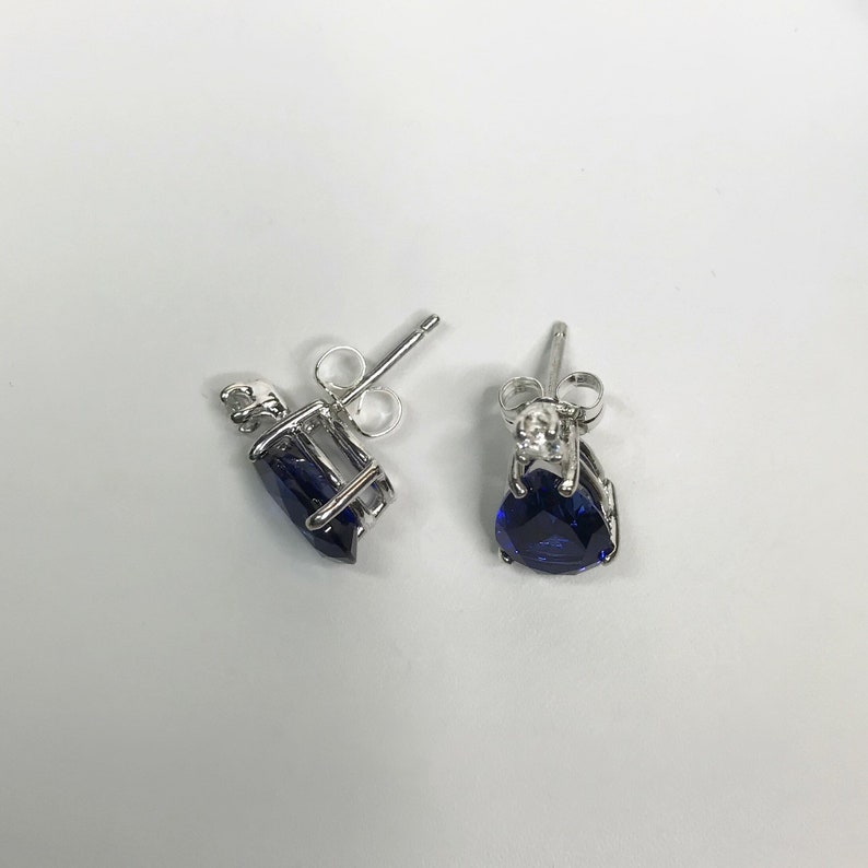 Beautiful 5ct Pear Cut Sapphire Earrings Blue & White Sapphire Post Jewelry Bridal Gift Mother Wife Daughter Teardrop Sapphire Earrings image 7