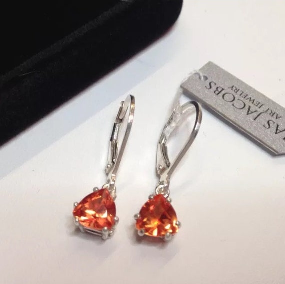 Argent 925 2ct Saphir Boucles D/'Oreilles Dormeuses