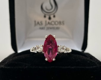 GORGEOUS 2.5ctw Marquise Cut Ruby Ring White Sapphire Accents Size 5 6 7 8 9 10 trending jewelry Gift  Gift Bridal Valentine July
