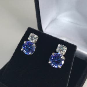 Beautiful 6ctw Violet Blue Tanzanite & White Sapphire Sterling Silver Earrings Trending Jewelry Gift Mom Wife Fiancé Tanzanite Jewelry
