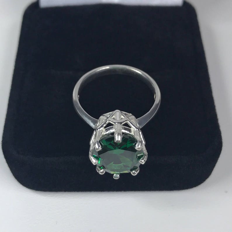 GORGEOUS 5ct Oval Cut Emerald Ring Sterling Silver Ring Sizing 4 5 6 7 8 9 Trending Jewelry Gifts May Mom Wife Sister Deep Woven Crown Lab