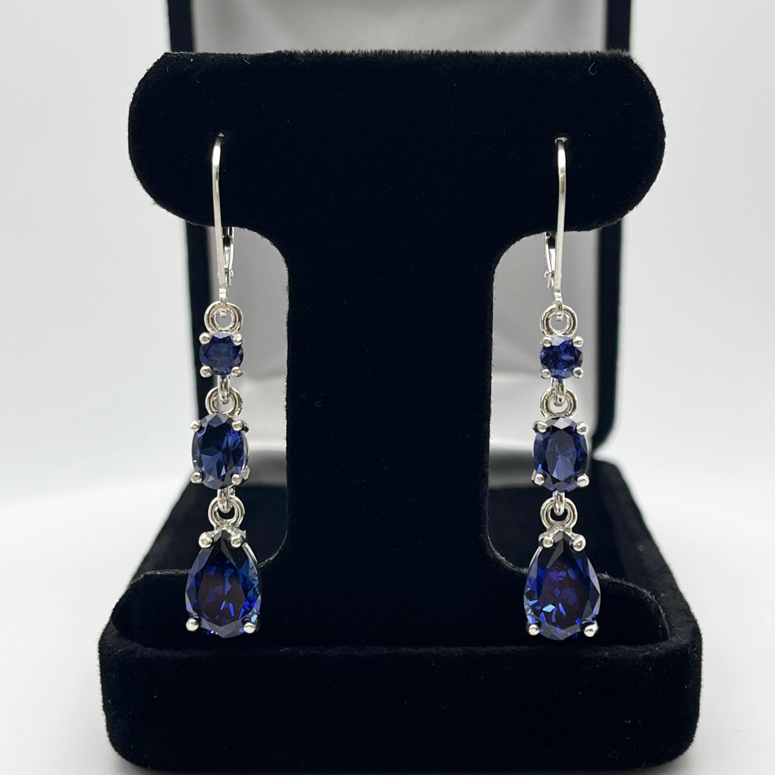 Gorgeous 8.26ctw Multi Cut Sapphire Leverback Earrings Trending Jewelry Gift Pear cut Teardrop Sapphire Earrings September Bridal