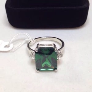 GORGEOUS 3.5ct Emerald & White Sapphire Sterling Silver Ring Size 5 6 7 8 9 Laboratory Emerald 7ct trending jewelry gifts Emerald cut Emeral