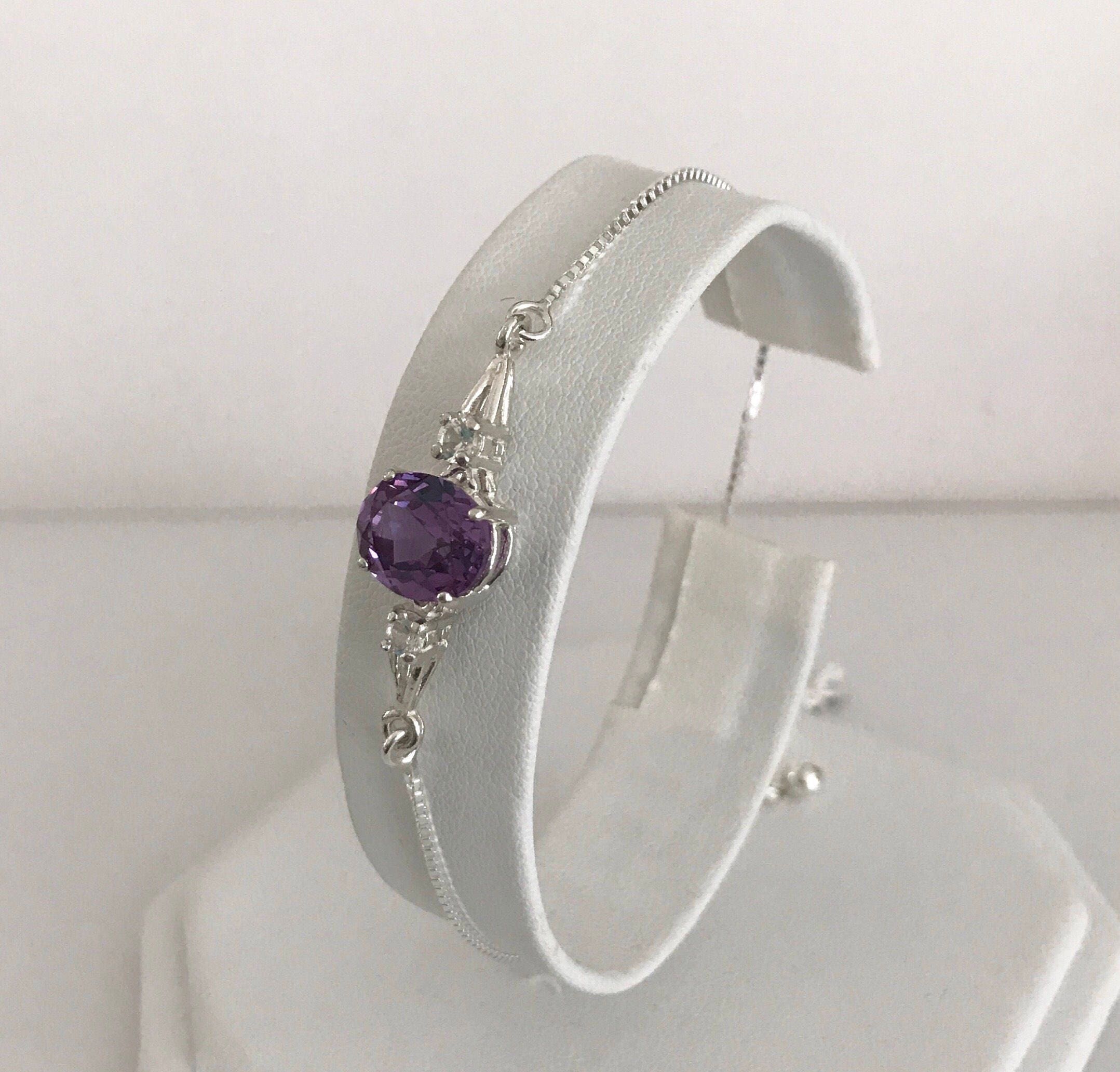 Beautiful 3.5ct Alexandrite & White Sapphire Bolo Bracelet | Etsy