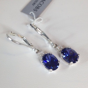 Beautiful 2.3ctw Tanzanite & White Sapphire Sterling Silver Earrings  Leverback Trending Jewelry Gift Holiday Mom Bride Wife December Stone