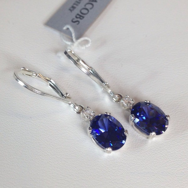 Beautiful 2.3ctw Tanzanite & White Sapphire Sterling Silver Earrings  Leverback Trending Jewelry Gift Holiday Mom Bride Wife December Stone